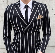 Load image into Gallery viewer, Casual Tuxedo Striped Wedding Men Korean Dress Suits  Suit Slim Fit Costume Homme Quality Business M-3XL Blazer And Pant