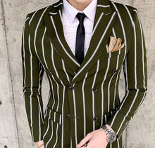 Load image into Gallery viewer, Casual Tuxedo Striped Wedding Men Korean Dress Suits  Suit Slim Fit Costume Homme Quality Business M-3XL Blazer And Pant