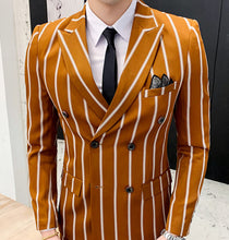 Load image into Gallery viewer, Casual Tuxedo Striped Wedding Men Korean Dress Suits  Suit Slim Fit Costume Homme Quality Business M-3XL Blazer And Pant